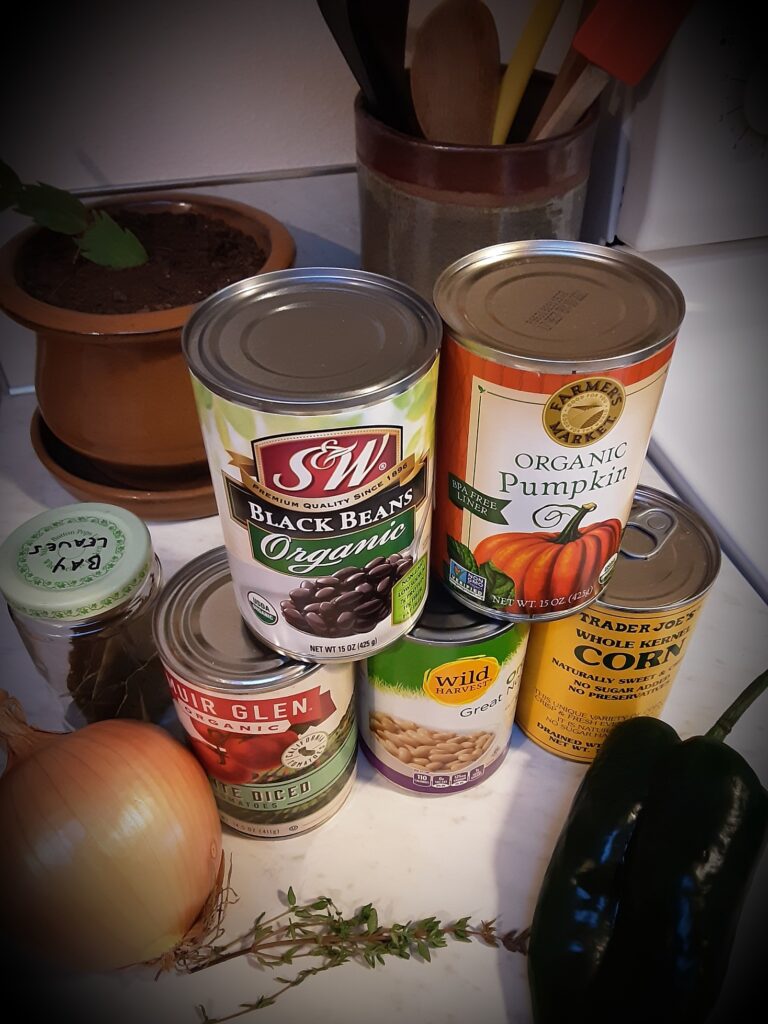 Stack of canned goods