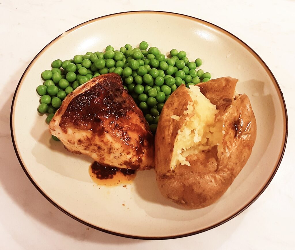 Roast chicken and baked potato