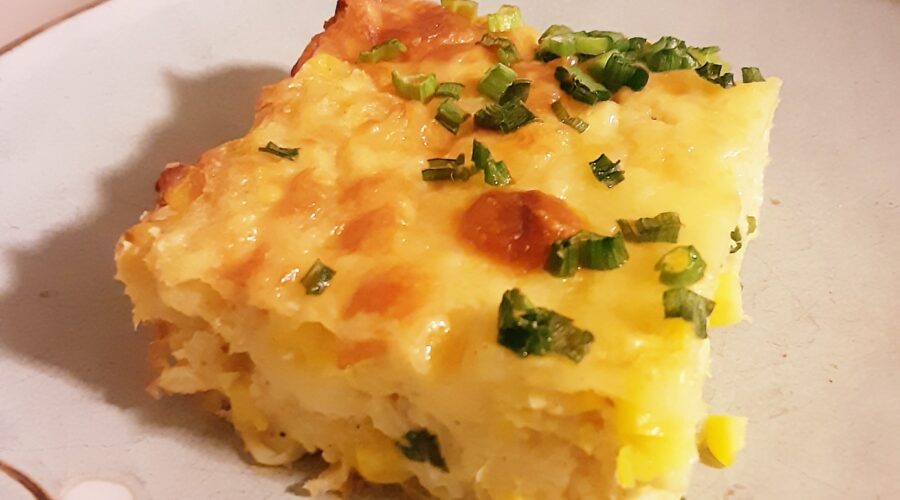 Corn casserole closeup